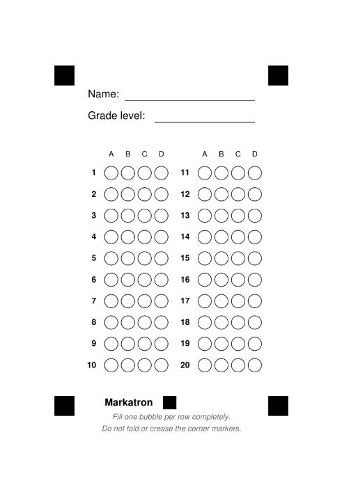Print the answer sheet